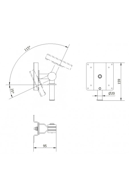 Soporte de monitor con eje de Ø20 mm., JB 27-00-00 por JB Medico