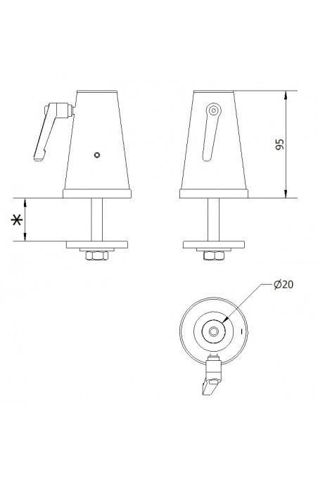 Soporte de mesa redondo para Ø20 mm. eje, JB 91-00-00, por JB Medico