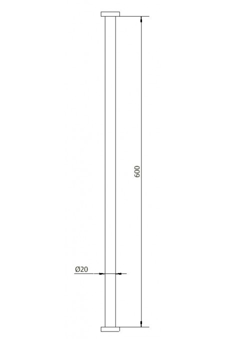 Tubo de columna, acero inoxidable Ø20 X 600 mm, JB 29-00-00 por JB Medico