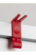 Soporte de manguera en plástico rojo, EU DIN 10X25 mm. Rieles de fondo  estándar
