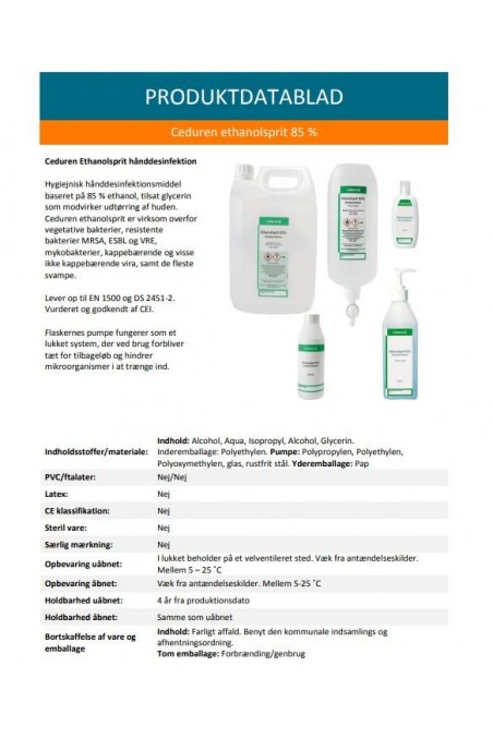 Ceduren, Alcohol de etanol 85% desinfección de manos para dispensador de alambre, 1000 ml, JB 72-887-42-01