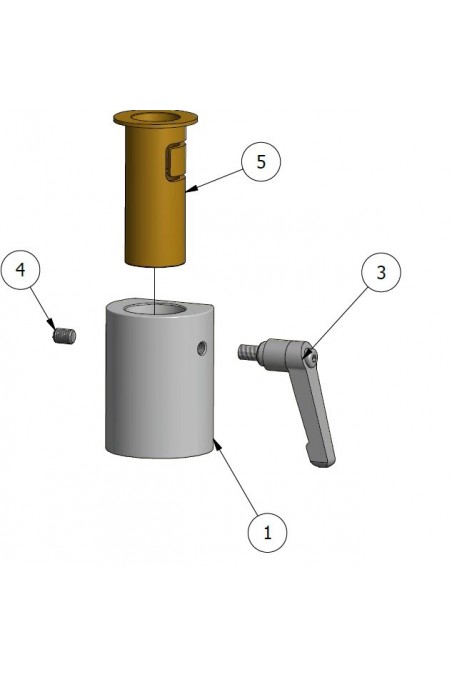 Abrazadera De Rieles, modelo ancho, cerradura de bola con soporte adaptador y orificio de casquillo de latón de Ø20 mm. JB 217-0