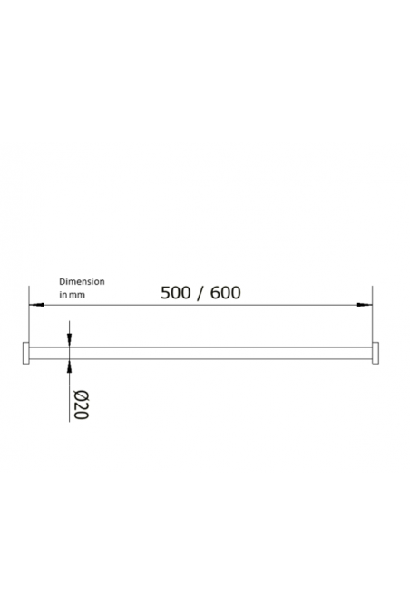 Varilla maciza Ø20 x 600 mm. en acero inoxidable con 2 topes finales, JB 29-00-04 por Jb Medico