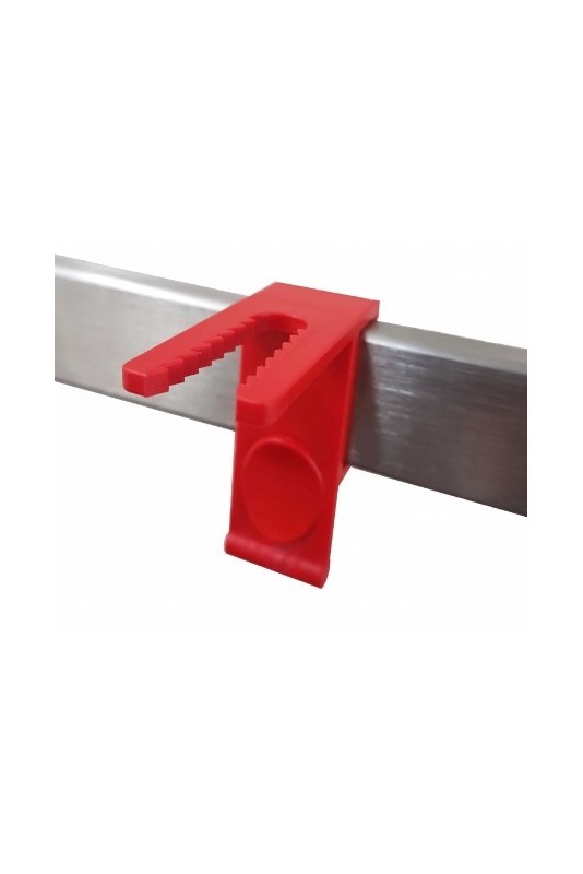 Soporte para mangueras de plástico rojo – compatible con riel EU DIN 10x25 mm, JB 600-10-25 by JB Medico