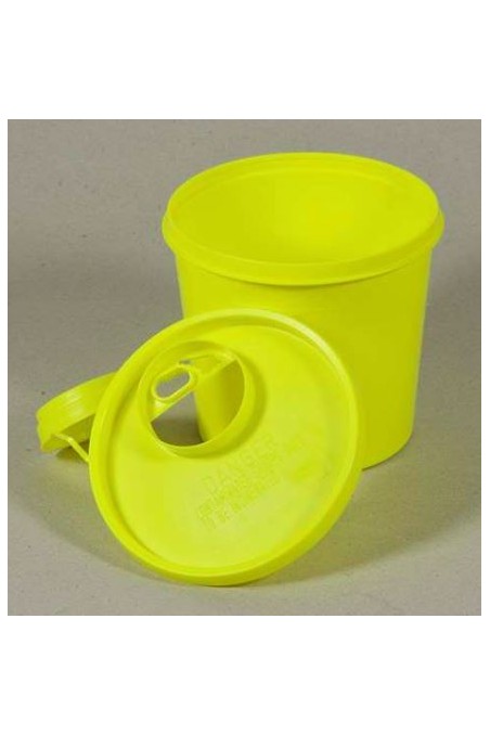 Caja de agujas, USON de 1,5 litros, blanco, tapa amarilla con gancho de remolque de cánula, aprobado por la ONU, JB 31-521-51-01
