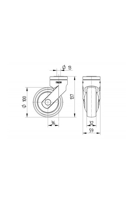 Swivel castors 100 mm. Stainless steel (Levina) Grey, 5380PJC100P30-13 by JB Medico
