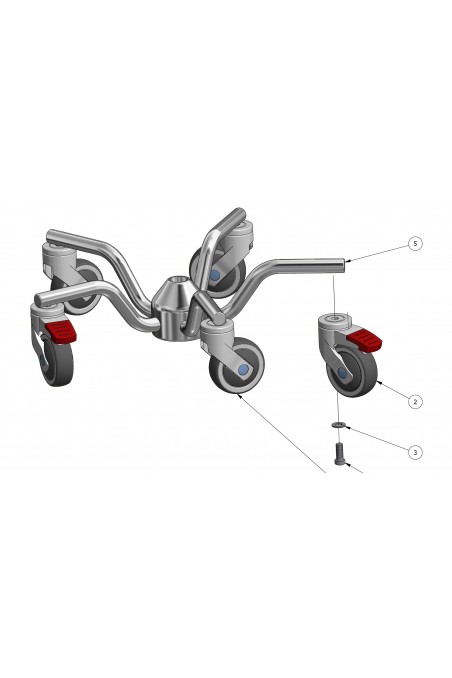 Swivel castors 100 mm. Stainless steel (Levina) Grey, 5380PJC100P30-13 by JB Medico