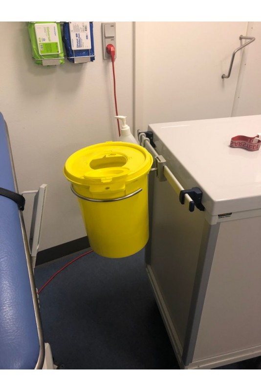 Sharps Container Brackets, round, Ø200 mm. hole, Stainless S