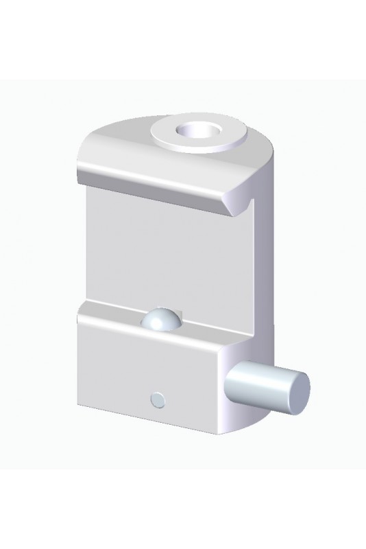 Slide clamp for medical lamps with ball clasp, Ø18mm hole, and plastic bush with bush hole Ø9,6 mm. JB 126-09-06 Slide clamp for medical lamps with ball clasp, Ø18mm hole, and plastic bush with bush hole Ø9,6 mm. JB 126-09-06
