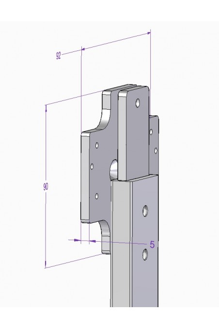 Glidebeslag i aluminium, låsbar til T-spors skinner, JB 90-92-05-30 af JB Medico