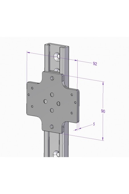 Soporte deslizante de aluminio, bloqueable para rieles en T, JB 90-92-05-30 por JB Medico