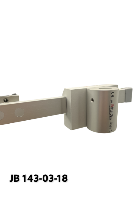 Rail clamp, wide model, locked using two socket screws with fixing device, Ø18 mm hole. JB 143-03-18 by JB Medico