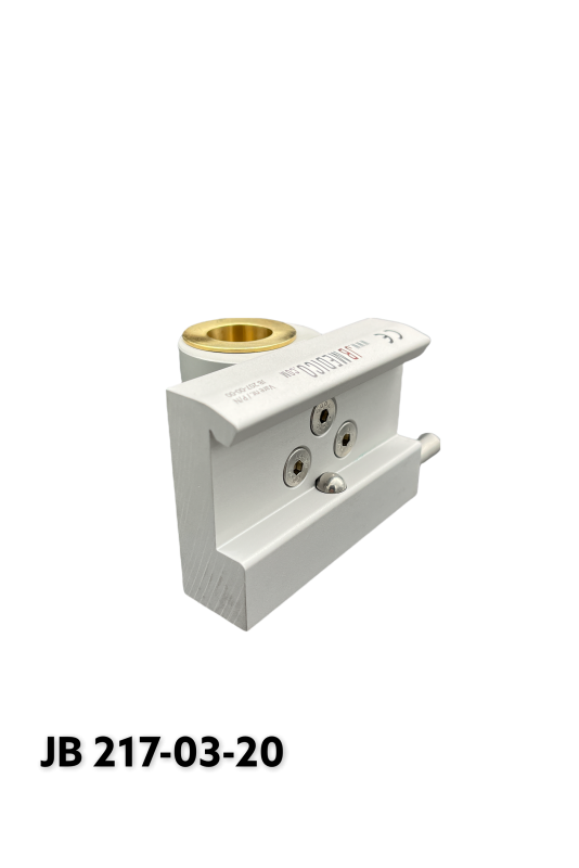 Abrazadera de riel, modelo ancho, con cierre bola y adaptador con casquillo latón Ø20 mm JB 217-03-20 por JB Medico Abrazadera de riel, modelo ancho, con cierre bola y adaptador con casquillo latón Ø20 mm JB 217-03-20 por JB Medico