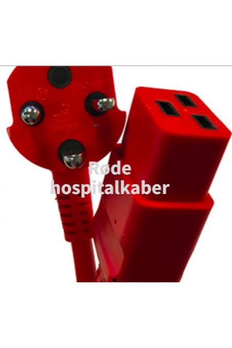 Danish hospital power cord 4,5 meters, red., C19. 1212274 by JB Medico