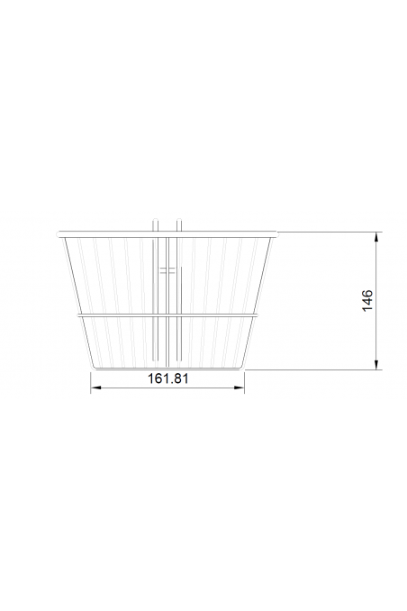 Cesta de alambre de 3,5 litros, cónica, gancho en T, acero inoxidable (AISI 304) JB 161-235-163