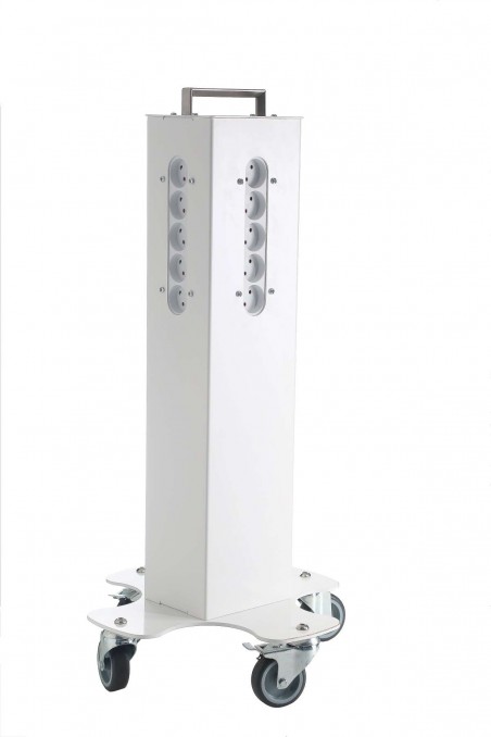 Charging Tower, on wheels, white, 15 Schuko connectors, JB 680-400-15-S by Jb Medic