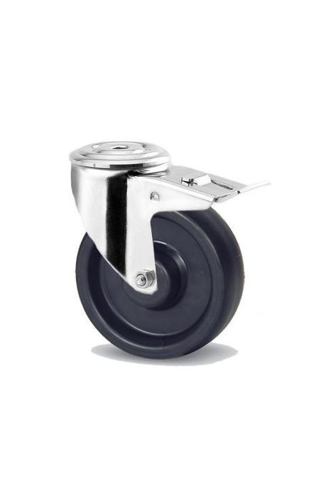 Alpha stainless, swivel wheel with brake, heat-resistant rubber, Ø100 mm, 8477BOG100P30-13 by Jb Medico