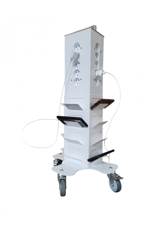 Rack for 12 mobile phones in white painted steel, JB 25-26-2025 by Jb Medico Rack for 12 mobile phones in white painted steel, JB 25-26-2025 by Jb Medico