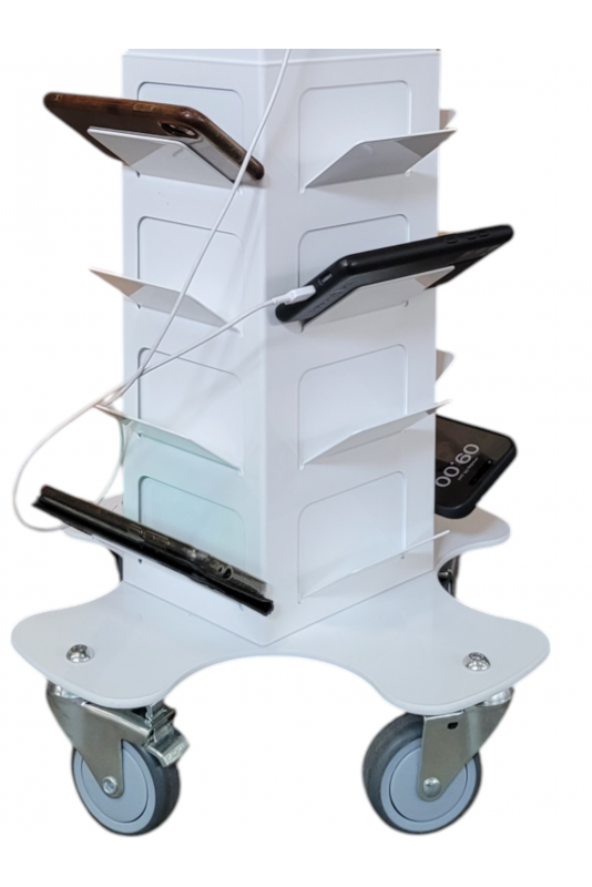 Rack for 12 mobile phones in white painted steel, JB 25-26-2025 by Jb
