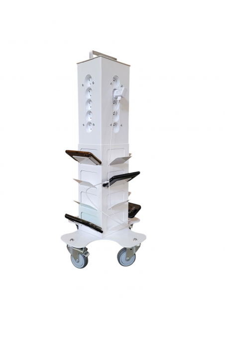 Rack for 12 mobile phones in white painted steel, JB 25-26-2025 by Jb Medico