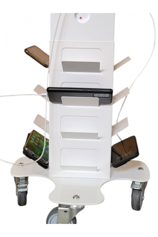 Rack for 12 mobile phones in white painted steel, JB 25-26-2025 by Jb