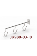 Dropstang med styr for T-spor og 3 kroge, AISI 304, JB 280-03-10 af JB Medico