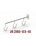 Dropstang med styr for T-spor og 3 kroge, AISI 304, JB 280-03-10 af JB Medico
