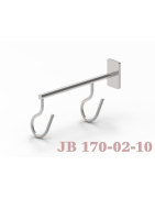 Dropstang med styr for T-spor og 2 kroge, AISI 304, JB 170-02-10 af JB Medico