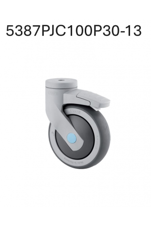 Rueda 100 mm, con freno, acero inoxidable (Levina), gris, 5387PJC100P30-13 by JB Medico