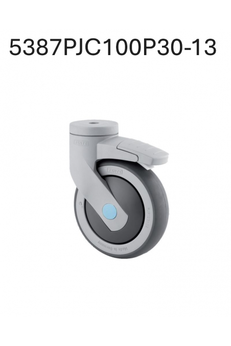 Rueda 100 mm, con freno, acero inoxidable (Levina), gris, 5387PJC100P30-13 by JB Medico