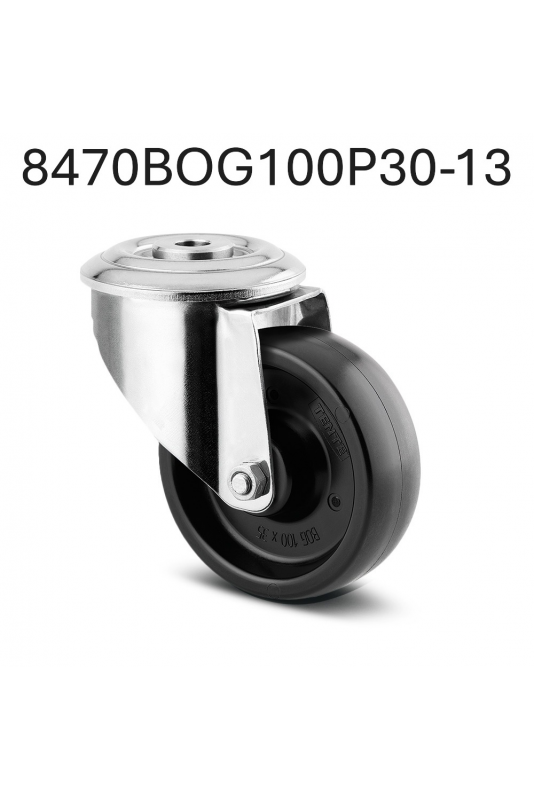 Alpha stainless, swivel wheel without brake, heat-resistant rubber, Ø100 mm. 8470BOG100P30-13, by JB Medico Alpha stainless, swivel wheel without brake, heat-resistant rubber, Ø100 mm. 8470BOG100P30-13, by JB Medico