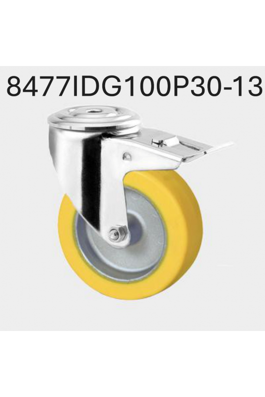Stainless swivel castor Ø100 mm w/ brake, heat-resistant, 8477IDG100P30-13 by JB Medico