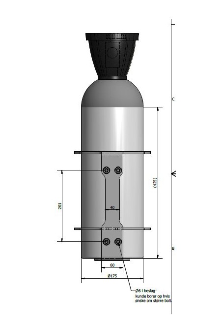 Wall mount, CO2 bottles, Ø175mm. JB 283-01-00 by JB Medico