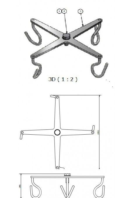 4 stærke kroge, dropstativ. JB 190-00-08 af JB Medico