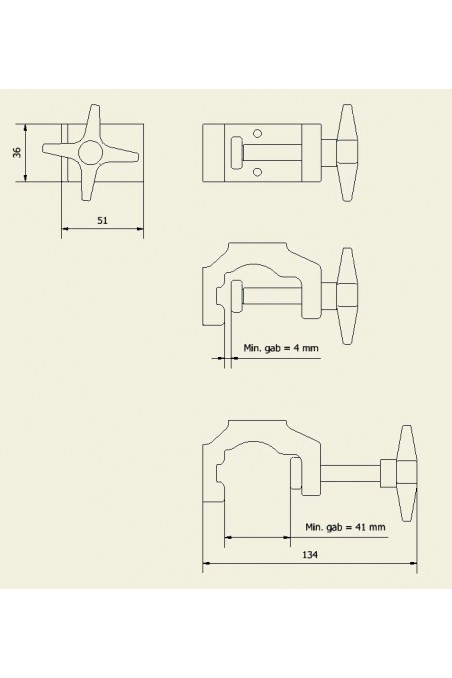 Multiklo med 2 x Ø6 undersænkede huller, passer fra Ø16-41 mm., JB 158-00-05 af JB Medico